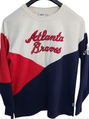 Starter Atlanta Braves Colorblock Crewneck Sweatshirt Size M MLB